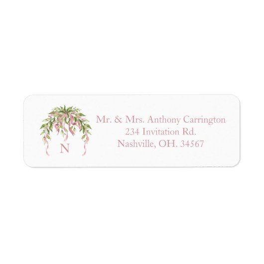 Monogram Pink Ribbons Floral Elegant Return Addons (Vorne)