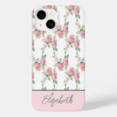 Monogram Pink Rose Blumengrün Blume Case-Mate iPhone Hülle (Rückseite)