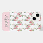 Monogram Pink Rose Blumengrün Blume Case-Mate iPhone Hülle (Rückseite (Horizontal))