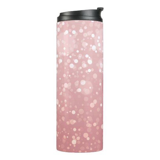 Monogram Pink Rose Gold Confetti Sparkle Bokeh Thermosbecher (Nach links gedreht)