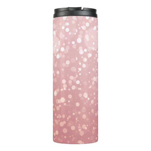 Monogram Pink Rose Gold Confetti Sparkle Bokeh Thermosbecher (Rückseite)