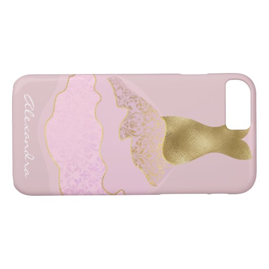 Monogram Pink - Rose Gold Foil Girl Dress Case-Mate iPhone Hülle (Rückseite (Horizontal))