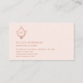 Monogram Pink Rose Gold Wappen Initial Elegant Visitenkarte (Rückseite)