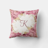 Monogram Pink Roses Gold Elegante Flora Kissen (Rückseite)