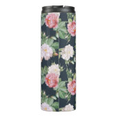 Monogram Pink Roses Schmetterlinge Custom Dark Gra Thermosbecher (Rückseite)