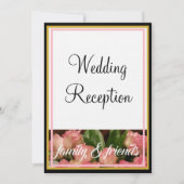 Monogram Pink Roses Wedding Family Friends Einladung (Vorderseite)