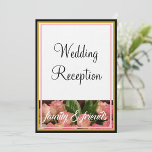 Monogram Pink Roses Wedding Family Friends Einladung