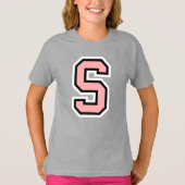 Monogram Pink Schwarz-weiße Uni Initial S T-Shir T-Shirt (Vorderseite)