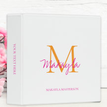 Monogram Pink Script Office School