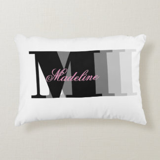 Monogram Pink Script Typografy Name Pillow Dekokissen