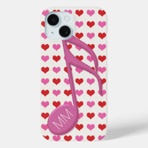 Monogram Pink Semi Quaver Liebe Hört Musik iPhone 15 Hülle