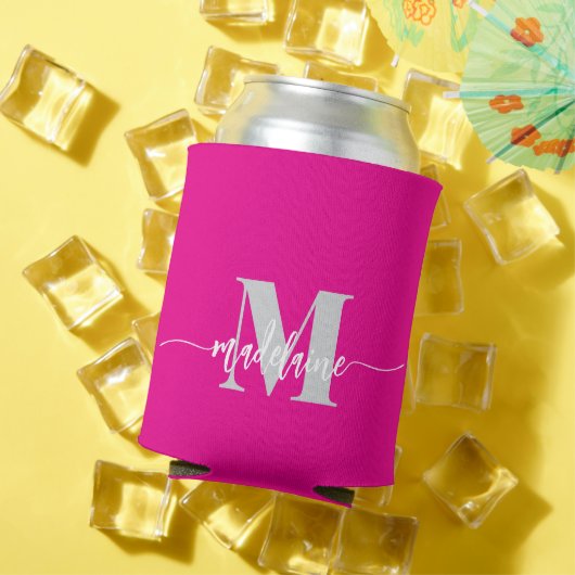 Monogram Pink Silber Persönlich Dosenkühler (In Situ Sommer)