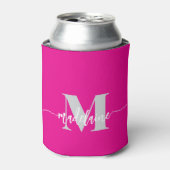 Monogram Pink Silber Persönlich Dosenkühler (Kanne Vorderseite)
