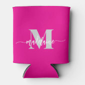 Monogram Pink Silber Persönlich Dosenkühler (Vorderseite)