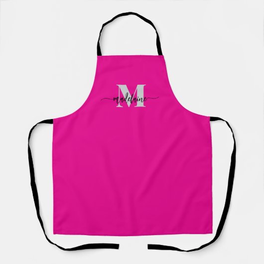 Monogram Pink Silver Personal Schürze (Vorderseite)