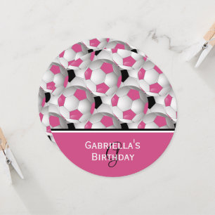 Monogram Pink Soccer Ball Muster Geburtstagsparty Einladung