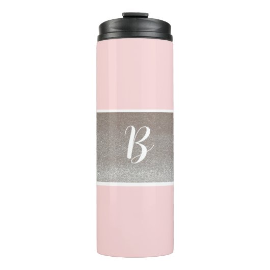 Monogram Pink Sparkle Therbler Thermosbecher (Vorderseite)