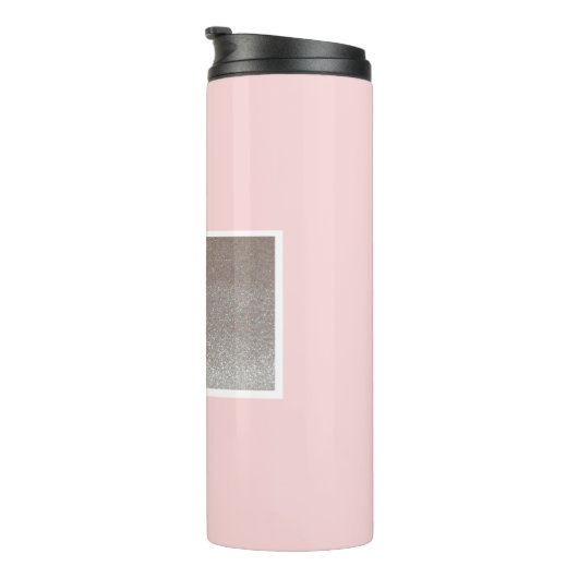 Monogram Pink Sparkle Therbler Thermosbecher (Nach rechts gedreht)