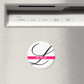 Monogram Pink Strip Speichern Sie das Datumsfenste Magnet (In Situ (Geschirrspüler))