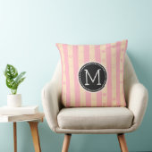 Monogram Pink Stripes Modernes Herzmuster Kissen (Stuhl )
