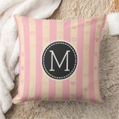 Monogram Pink Stripes Modernes Herzmuster Kissen (Decke)
