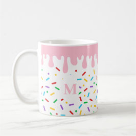 Monogram Pink Tropfen and Sprinkles Ice Cream Kaffeetasse