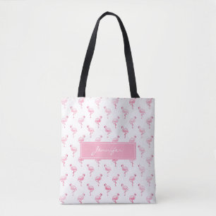 Monogram Pink Tropical Flamingo Summer Pattern Tasche