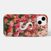 Monogram Pink Tulip Blume iPhone Case Hülle (Rückseite (Horizontal))