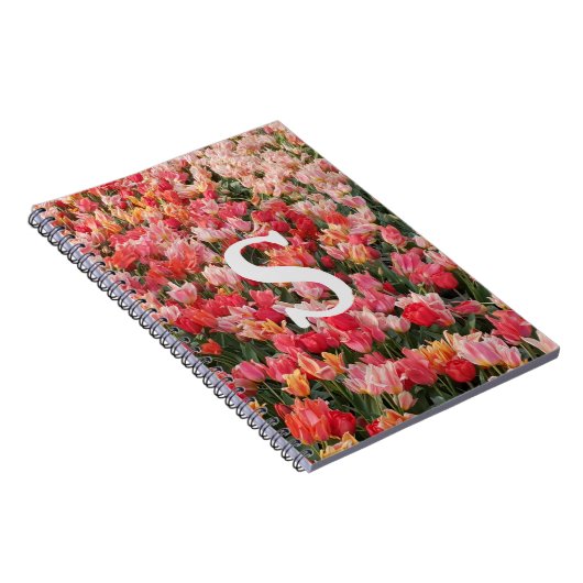 Monogram Pink Tulip Flower iPhone Case Notizblock (Rechte Seite)