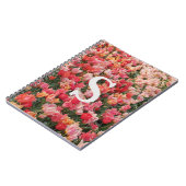 Monogram Pink Tulip Flower iPhone Case Notizblock (Linke Seite)