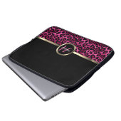 Monogram Pink und Black Leopard mit Gold Akzenten Laptopschutzhülle (Vorne Knopf)