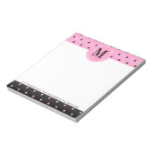Monogram Pink und Black Polka Punkte Notepad Notizblock (Rotiert)