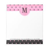 Monogram Pink und Black Polka Punkte Notepad Notizblock (Vorderseite)