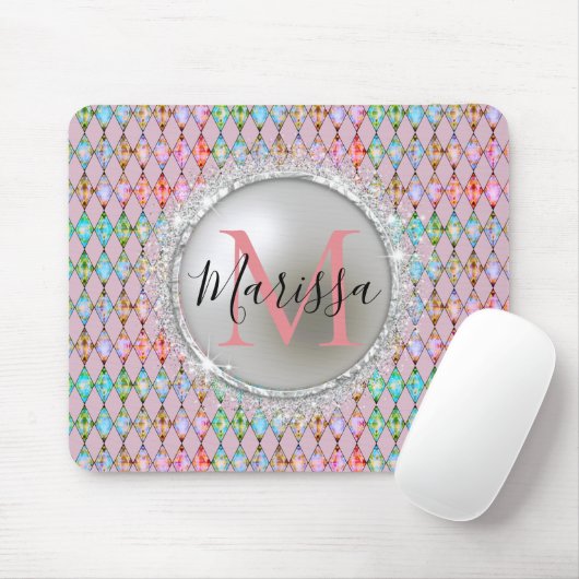Monogram Pink und Green Harlequin Mousepad (Mit Mouse)