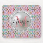 Monogram Pink und Green Harlequin Mousepad (Vorne)