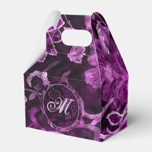 Monogram Pink Vintag Floral Gable Favor Geschenkschachtel