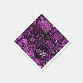 Monogram Pink Vintag Floral Napkins Serviette (Ecke)