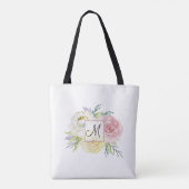 Monogram Pink Watercolor-Blume Tasche (Rückseite)