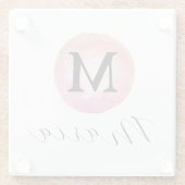 Monogram Pink Watercolor Elegant Glasuntersetzer (Rückseite)