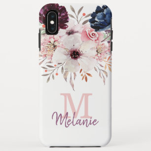 Monogram Pink Watercolor Floral iPhone XS Max Fall Case-Mate iPhone Hülle