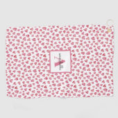 Monogram Pink Watercolor Herzmuster Golfhandtuch (Horizontal)