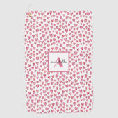 Monogram Pink Watercolor Herzmuster Golfhandtuch (Vorderseite)