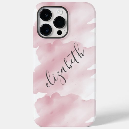 Monogram Pink Watercolor Wash Splash Background Case-Mate iPhone Hülle (Rückseite)