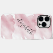 Monogram Pink Watercolor Wash Splash Background Case-Mate iPhone Hülle (Rückseite (Horizontal))