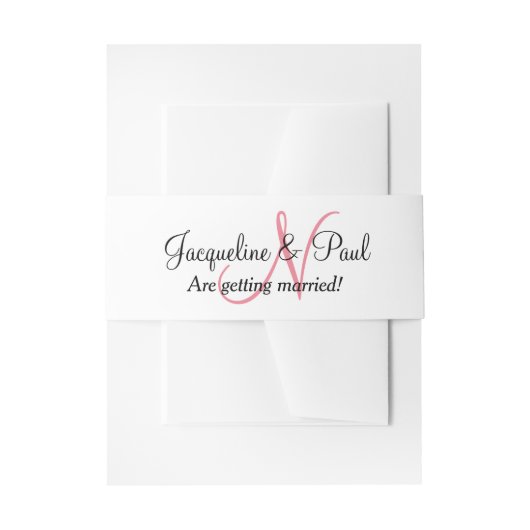 Monogram Pink Wedding Einladungsbanderole (Vorderseite Beispiel)