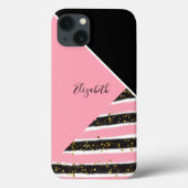 Monogram Pink White Black Gold Glitzer Trendy Case-Mate iPhone Hülle (Rückseite)