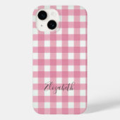 Monogram Pink White Gingham Buffalo Karierter Karo Case-Mate iPhone Hülle (Rückseite)