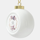 Monogram Pink White Magnolias Bird Gold Frame Keramik Kugel-Ornament (Rechts)