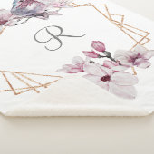Monogram Pink White Magnolias Bird Gold Frame Sherpadecke (3/4)
