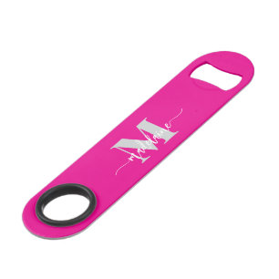 Monogram Pink White Silver Persönlich Speed Flaschenöffner